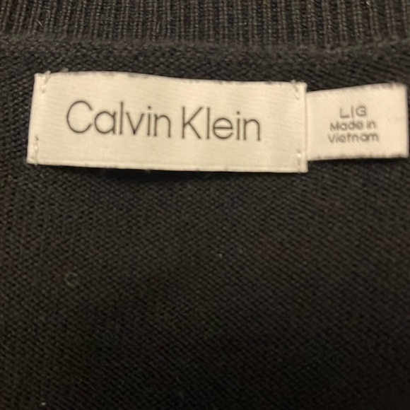 Calvin Klein - smooth cotton black pullover sweater with oversized logo L - Picture 3 of 4
